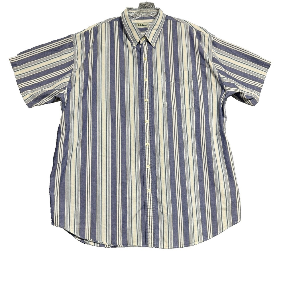 Vintage 90s Y2K LL Bean Button Down Shirt Mens XXL Tall Striped Coastal Dadcore